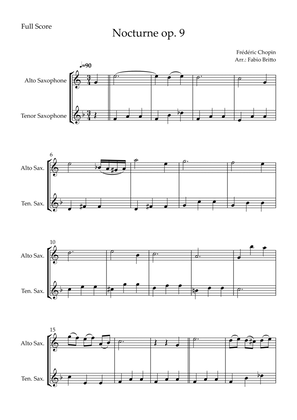Nocturne Op.9 No. 2 (Frédéric Chopin) for Alto Saxophone & Tenor Saxophone Duo