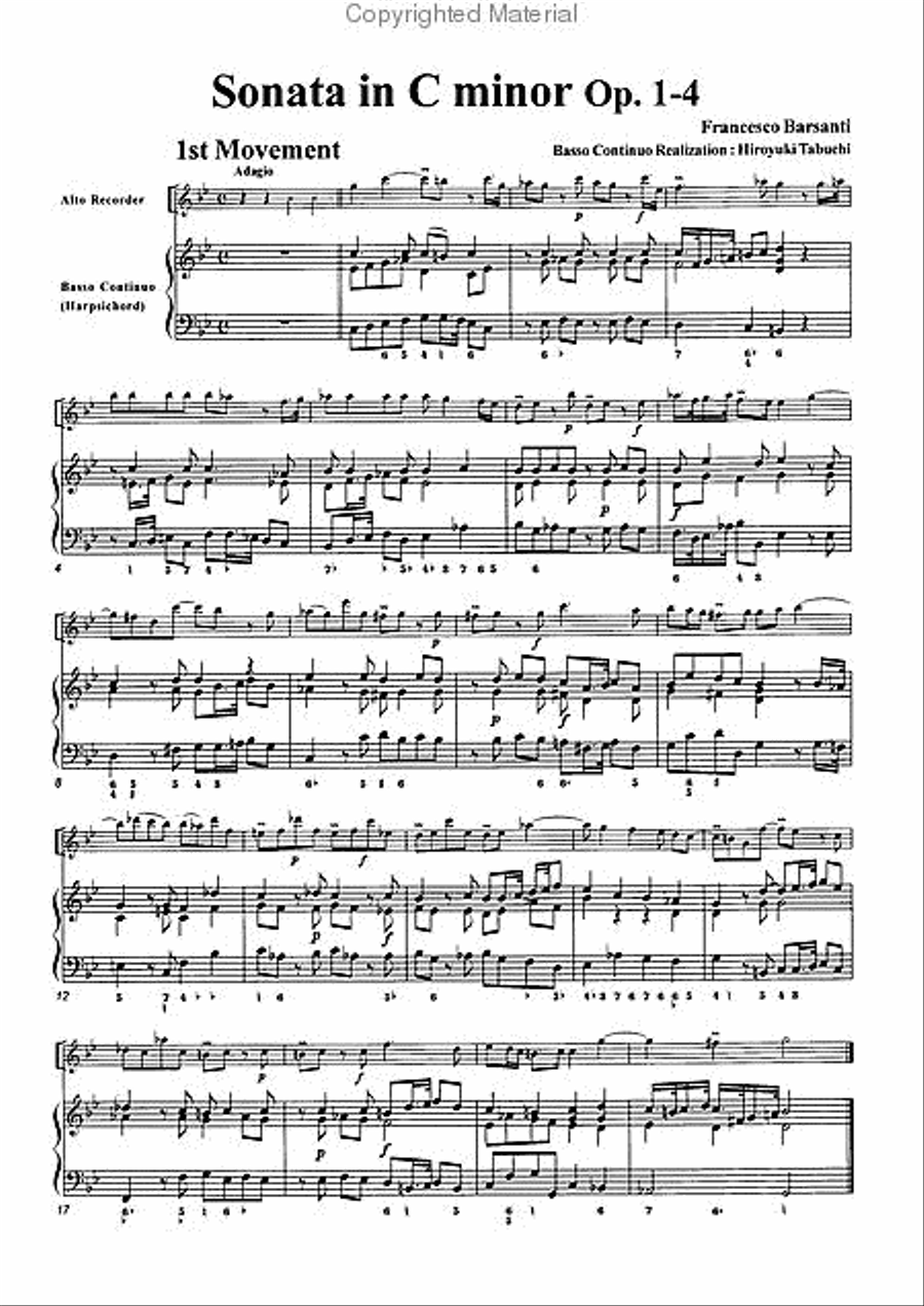 Sonata in C minor, Op. 1-4 Alto Recorder scores gallery preview page 3