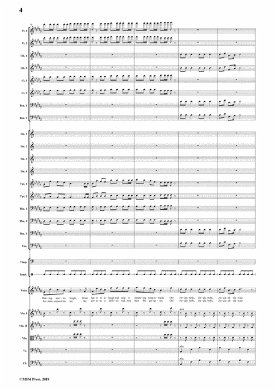 Pierpont-Jingle Bells(The One Horse Open Sleigh),in B Major,for Voice&Orchestra Flute scores gallery preview page 6