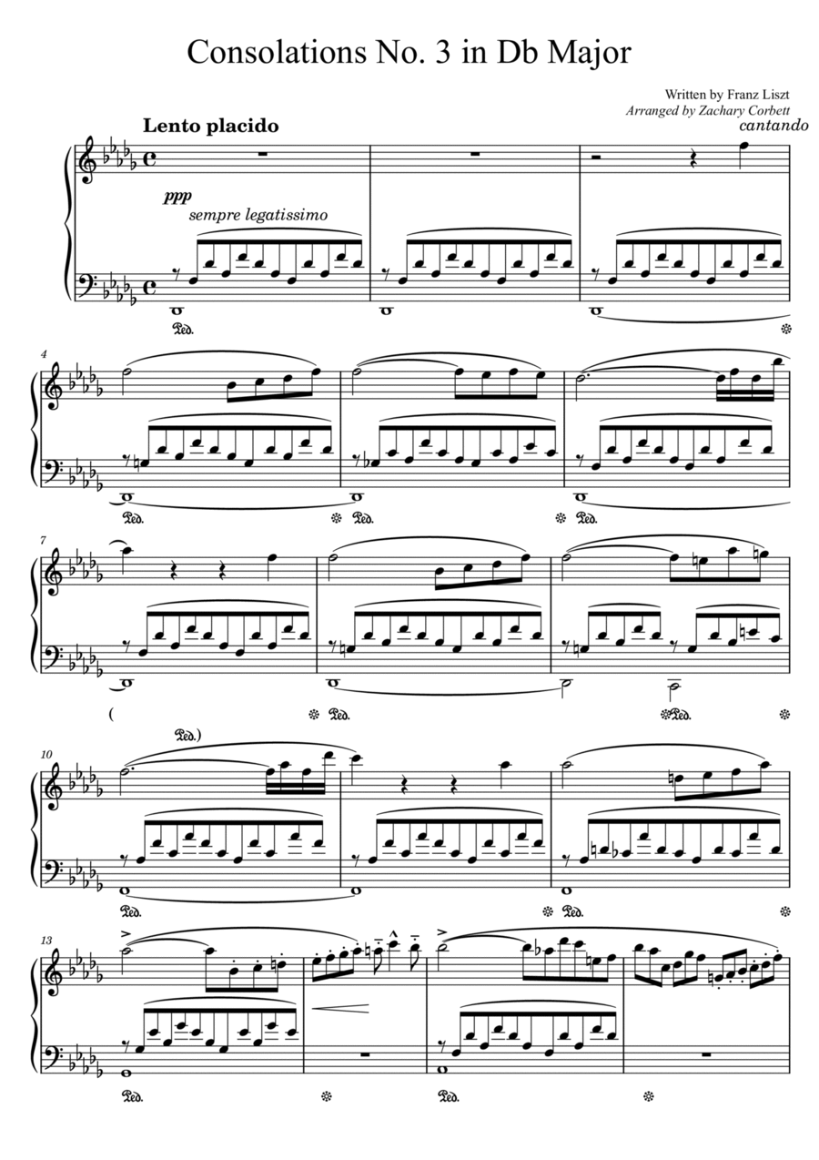 Consolation No. 3 in Db Major Piano Solo scores gallery preview page 1