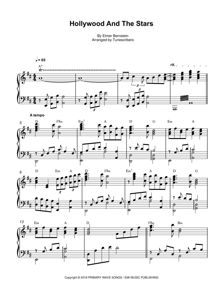 Hollywood And The Stars Hollywood And The Stars Piano Solo scores gallery preview page 1