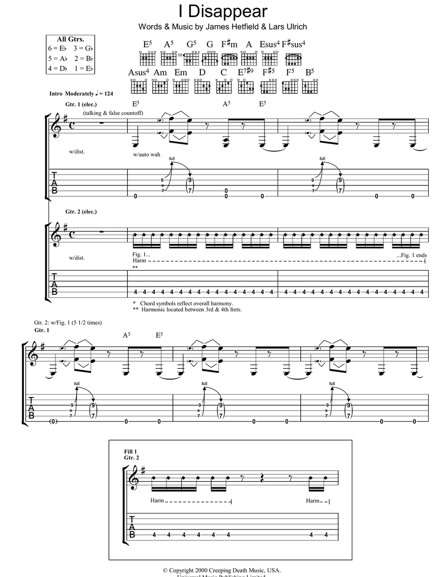 I Disappear Electric Guitar scores gallery preview page 1