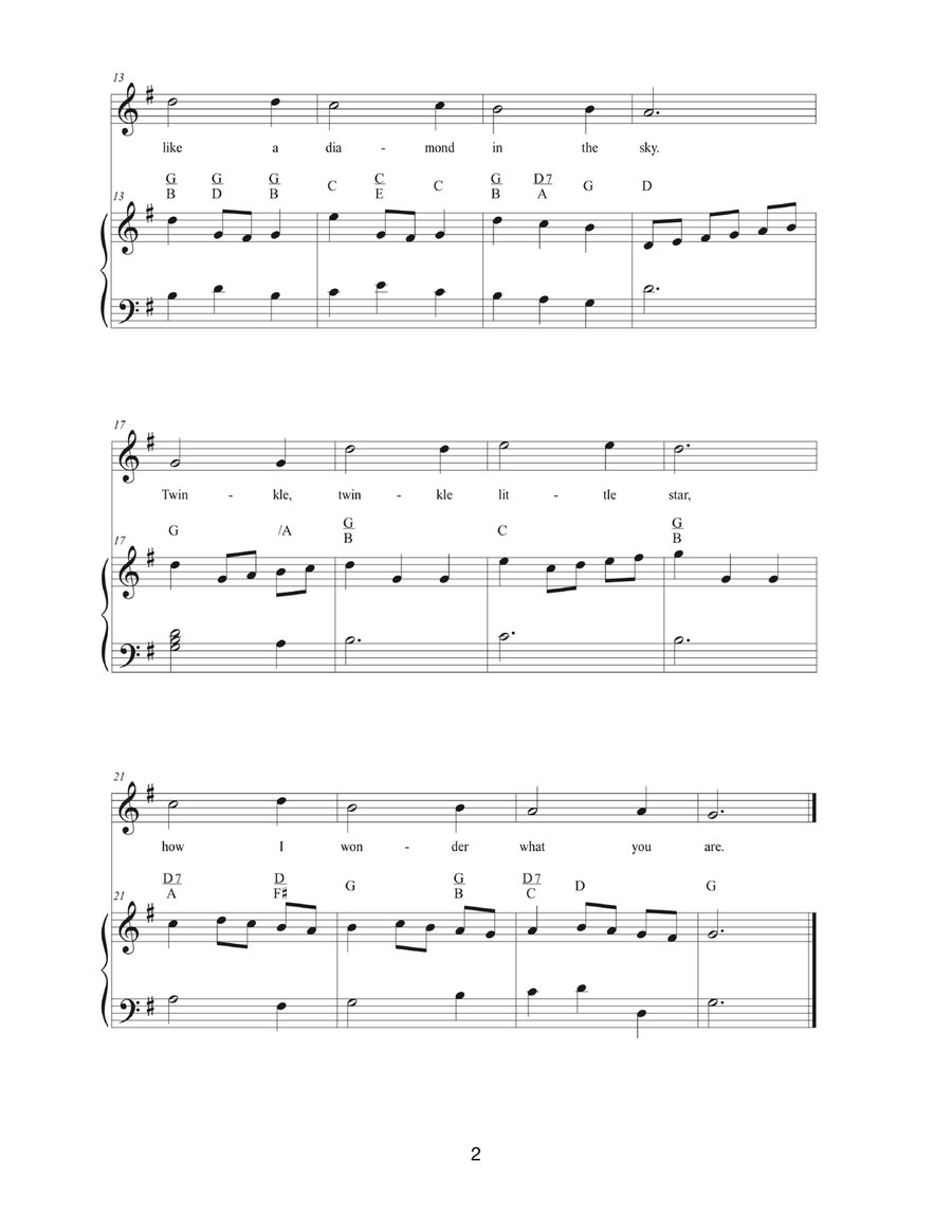 Variation of Minuet in G with Twinkle Twinkle Little Star Piano, Vocal scores gallery preview page 2