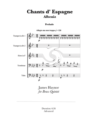 Book cover for Chants d' Espagne - Prelude for Brass Quintet