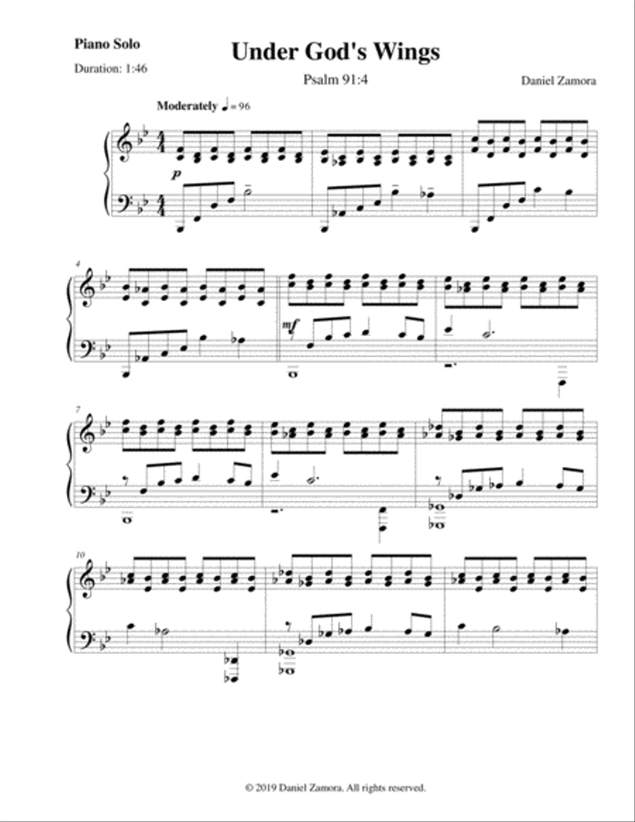 Under God's Wings Under God's Wings Piano Solo scores gallery preview page 1