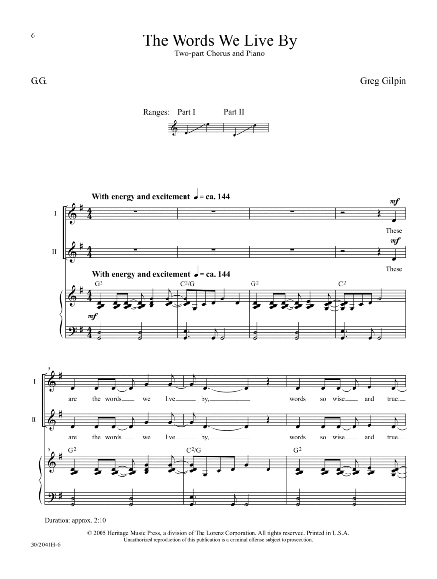 The Words We Live By The Words We Live By 2-Part scores gallery preview page 1
