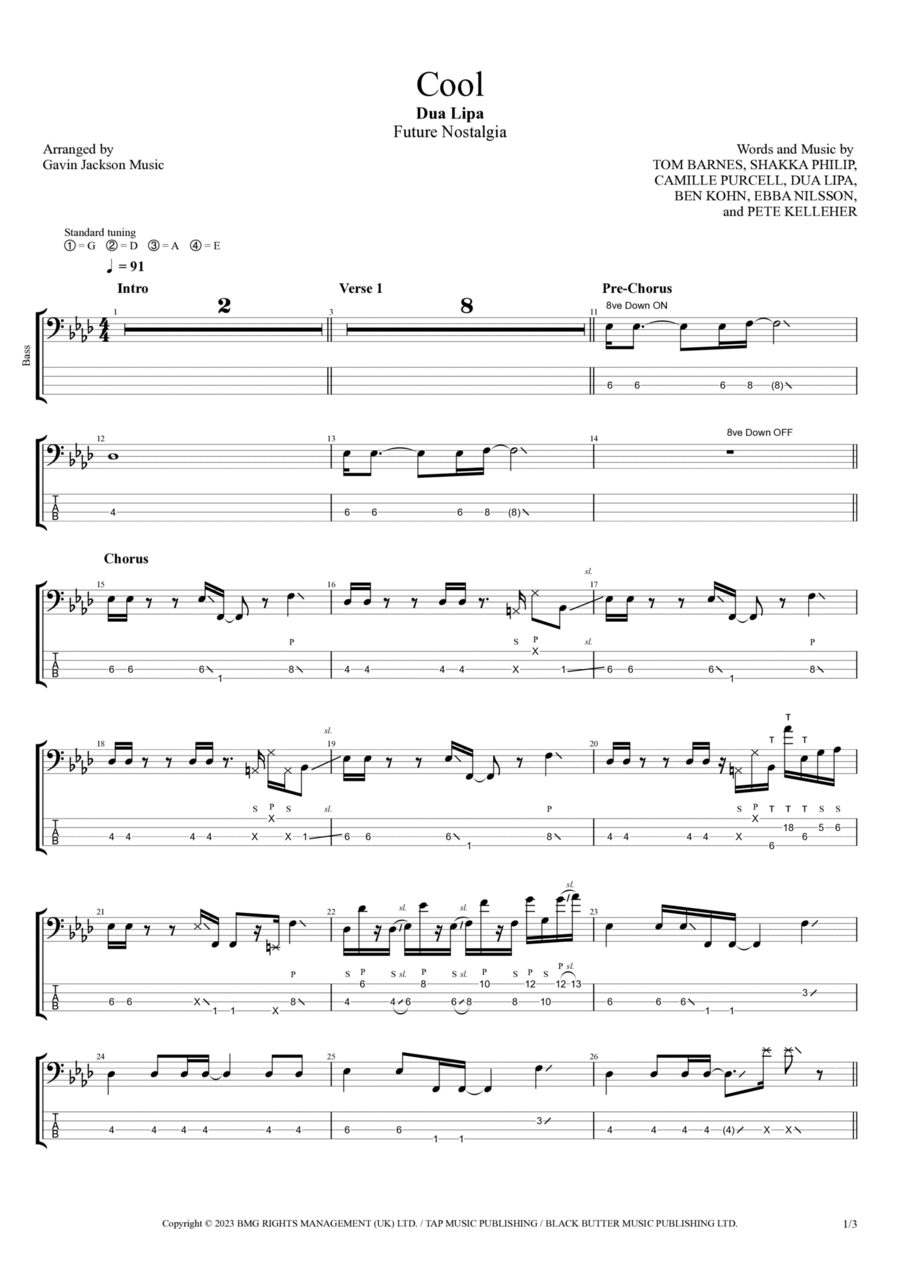 Cool Guitar Tablature scores gallery preview page 1