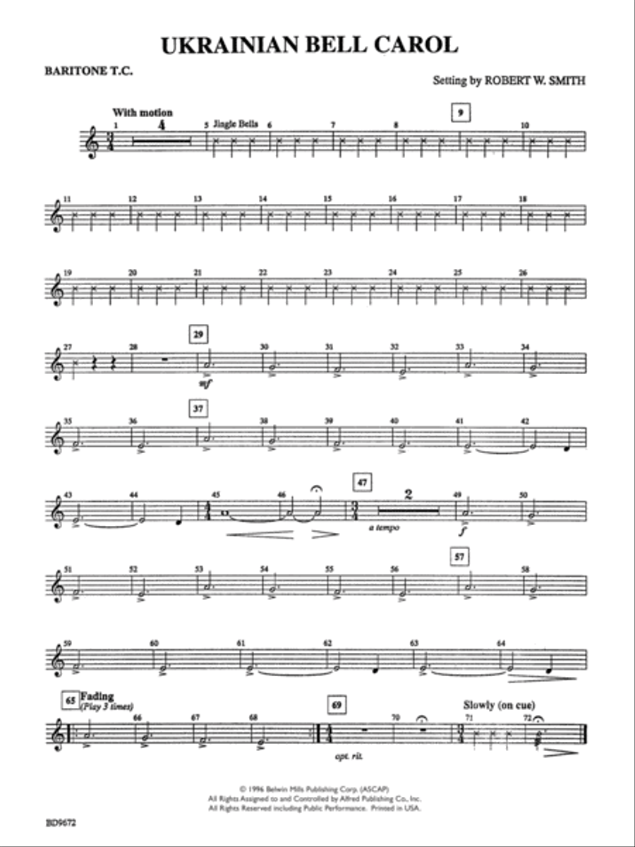Ukrainian Bell Carol: Baritone T.C. Concert Band scores gallery preview page 1
