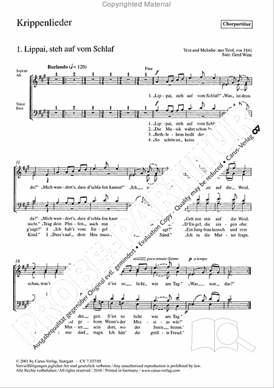 Krippenlieder Choir scores gallery preview page 2