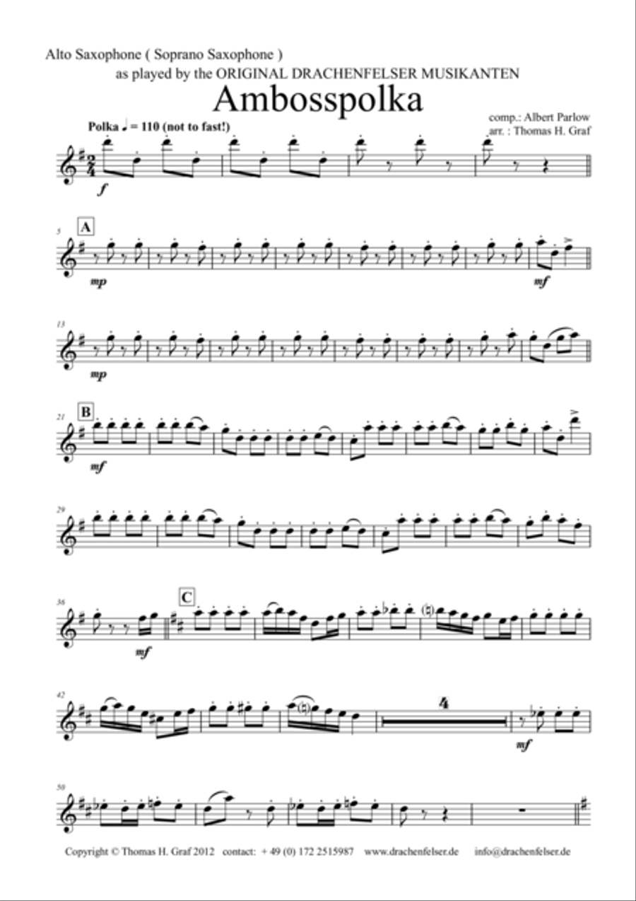 Amboss-Polka - German Polka - Oktoberfest - Saxophone Quartet Saxophone Quartet scores gallery preview page 4