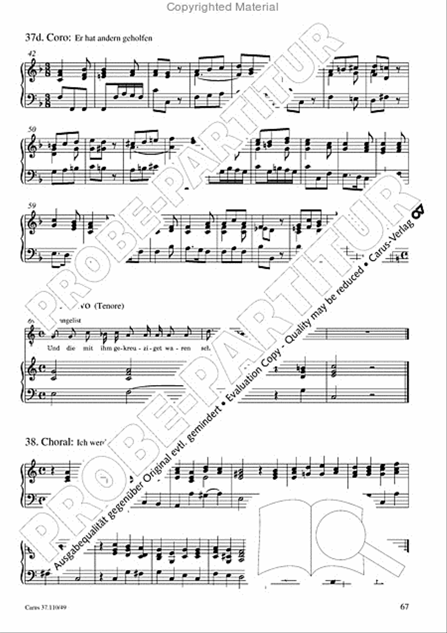 Markuspassion. Werkausgabe Reihe 1, Bd. 7 (Homilius) Organ scores gallery preview page 68