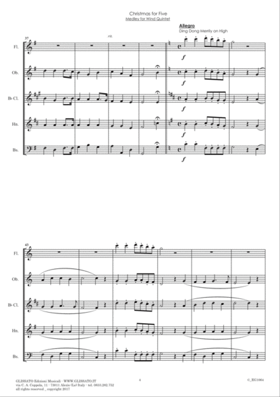 Christmas for Five - Woodwind Quintet (score & parts) image number null