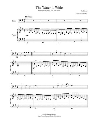 The Water is Wide - for beginning string bass with optional piano accompaniment