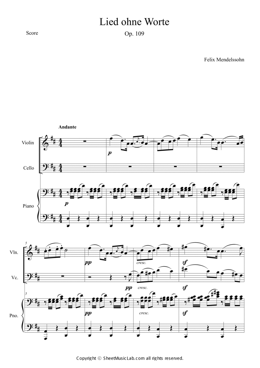 Lied ohne Worte. op. 109 Hard Version Piano Trio scores gallery preview page 1