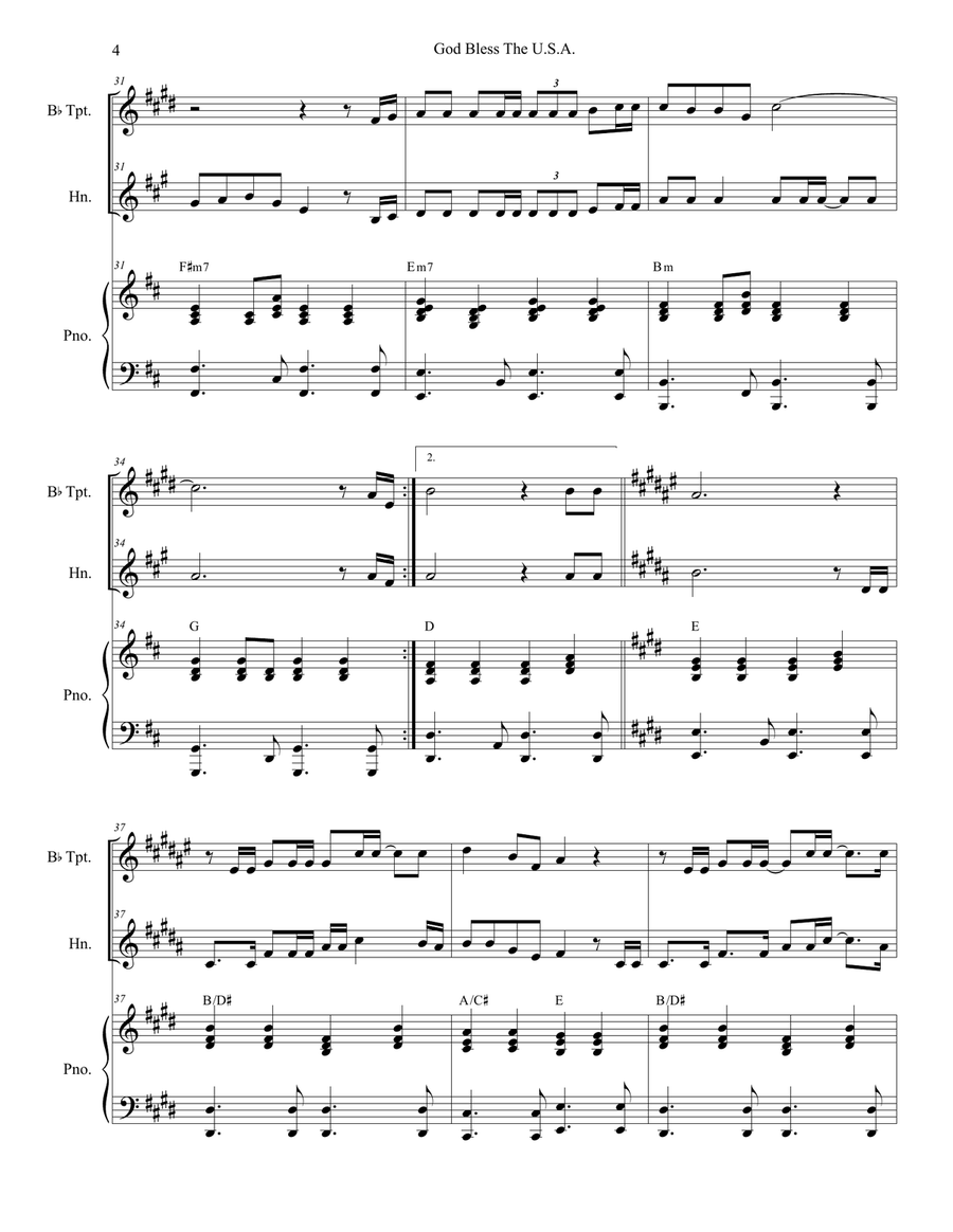 God Bless The U.S.A. God Bless The U.S.A. Brass Duet scores gallery preview page 4