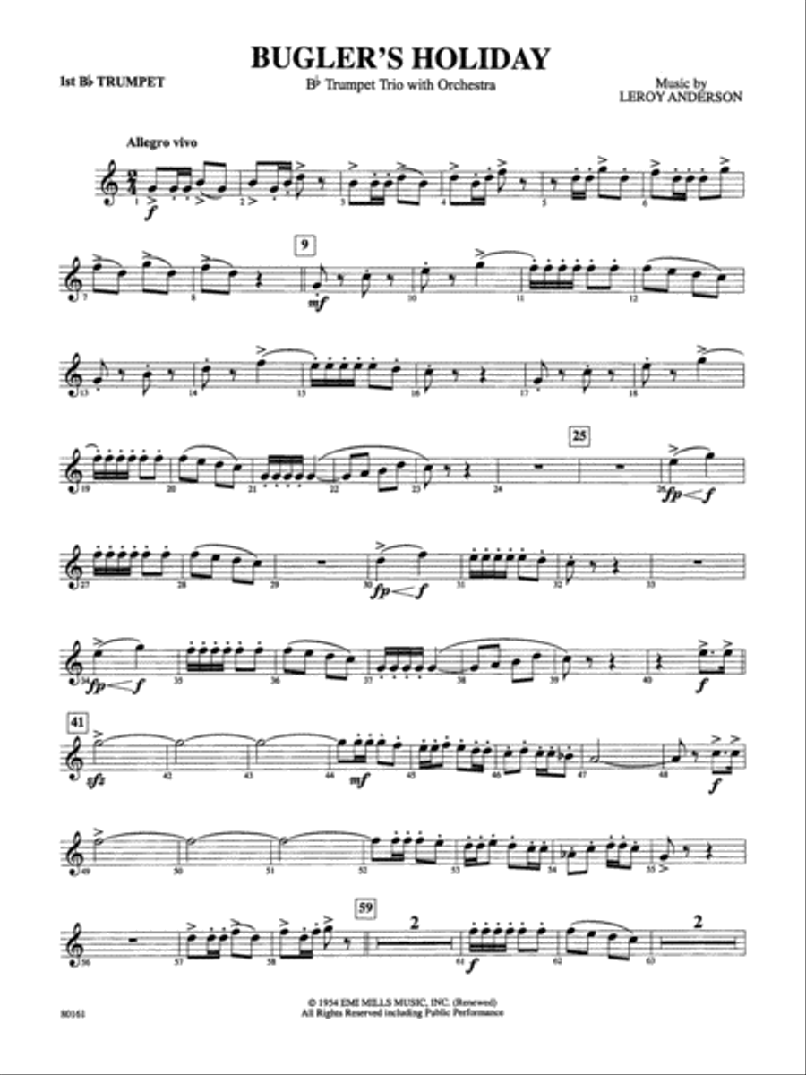 Bugler's Holiday: 1st B-flat Trumpet Full Orchestra scores gallery preview page 1
