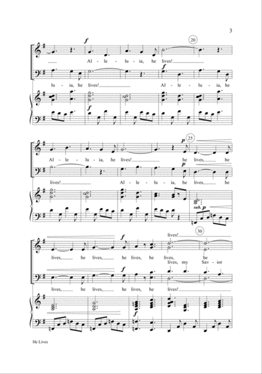 He Lives He Lives 4-Part scores gallery preview page 3