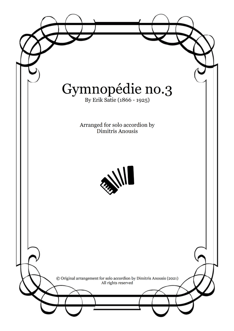 Erik Satie - Gymnopédie no.3 arrangement for solo accordion Accordion scores gallery preview page 1