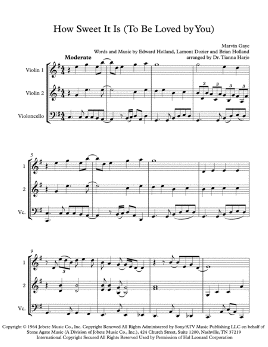 How Sweet It Is (To Be Loved By You) String Trio scores gallery preview page 1