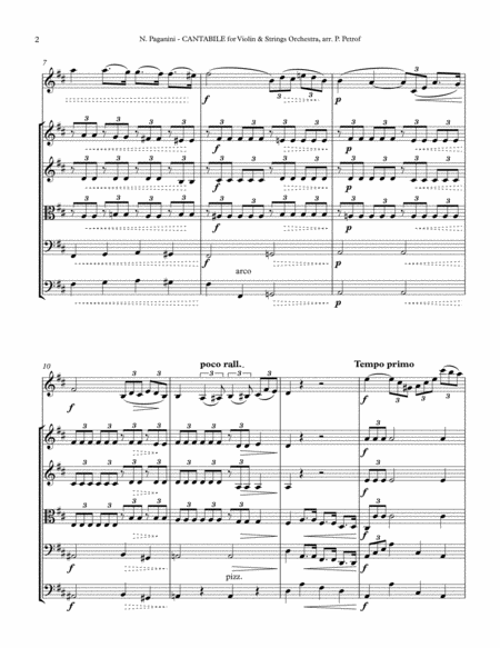 Paganini - CANTABILE for Violin and String Orchestra - score