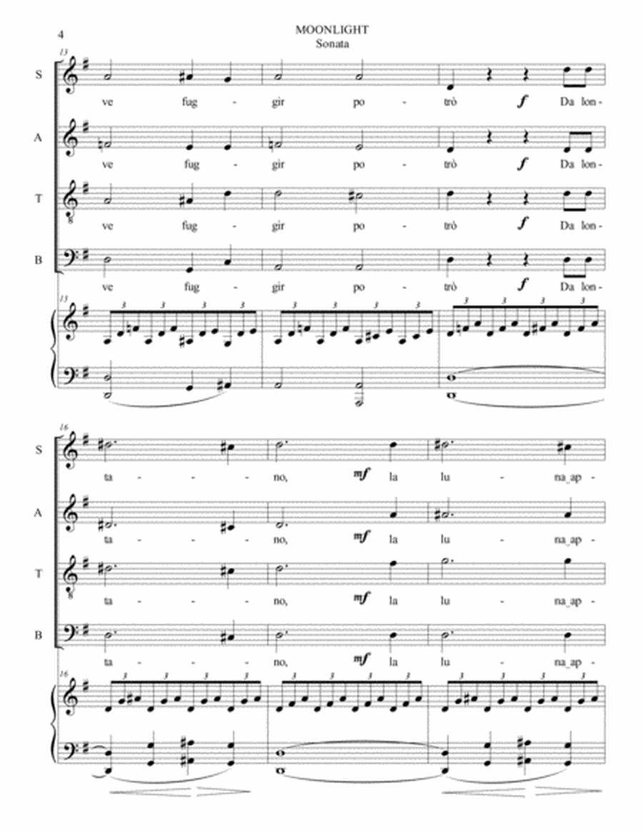 MOONLIGHT SONATA - 1st. Mov. - Arr. in E minor for SATB Choir and Piano - Italian lyric image number null
