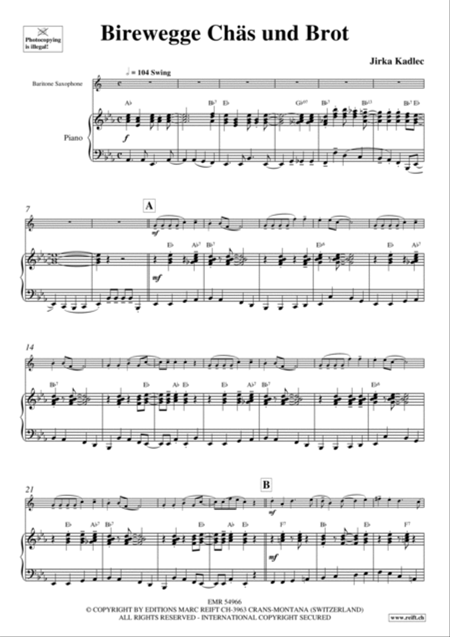 Birewegge Chas und Brot Baritone Saxophone scores gallery preview page 4