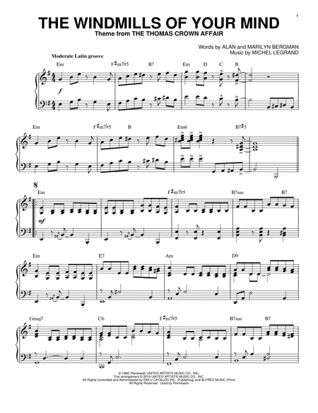 The Windmills Of Your Mind [Jazz version] (arr. Brent Edstrom)
