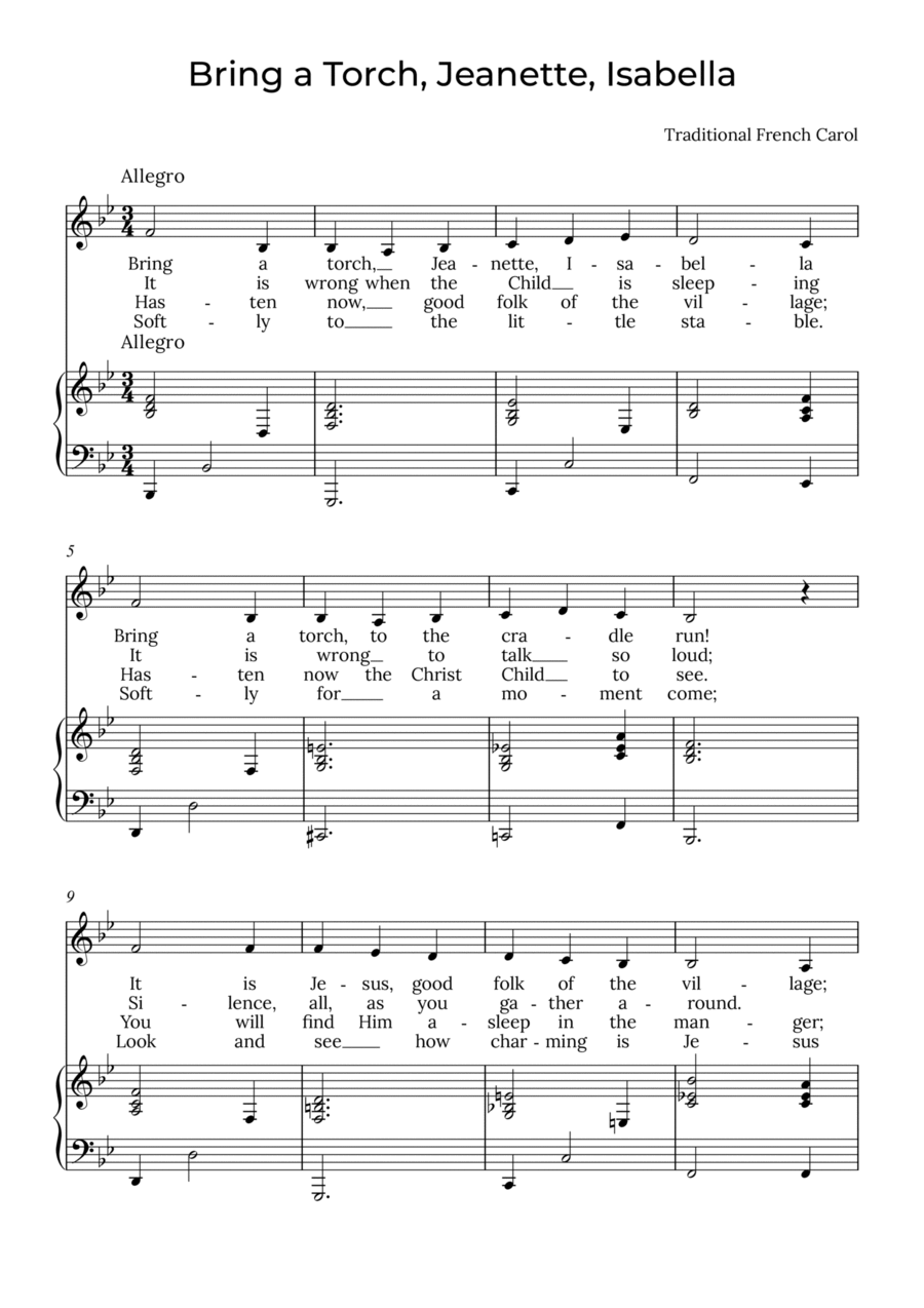 Bring a Torch, Isabella - Alto in Bb, Jeanette Alto Voice scores gallery preview page 1