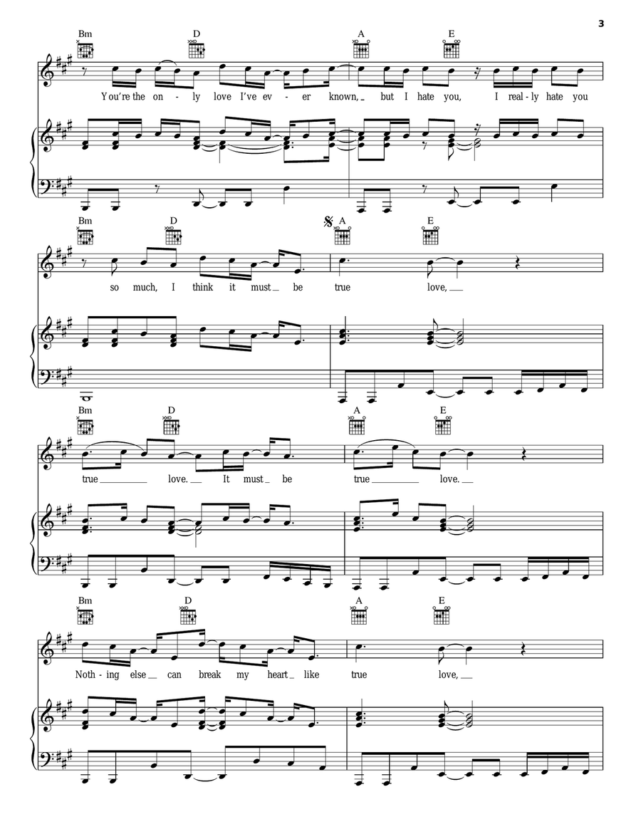 True Love True Love Piano, Vocal, Guitar scores gallery preview page 3