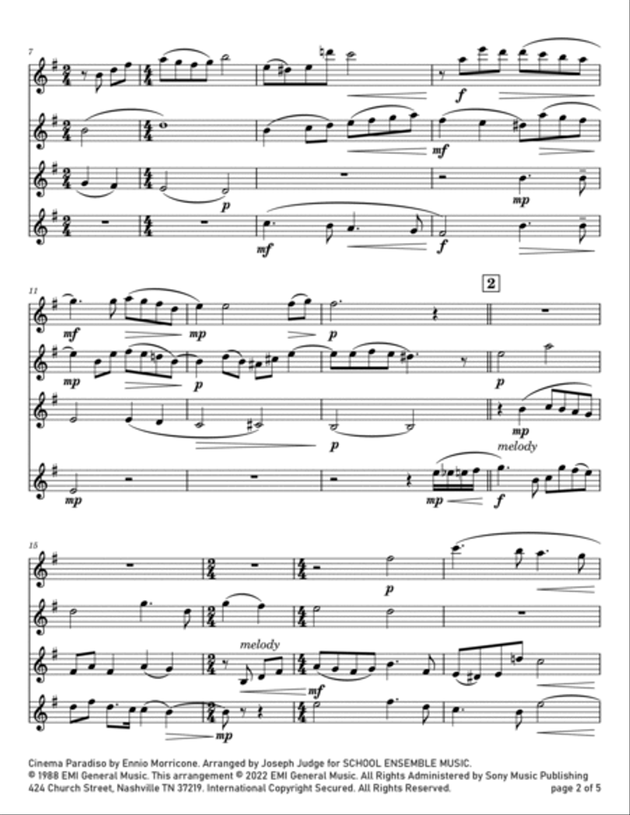 Cinema Paradiso Cinema Paradiso Clarinet Quartet scores gallery preview page 2