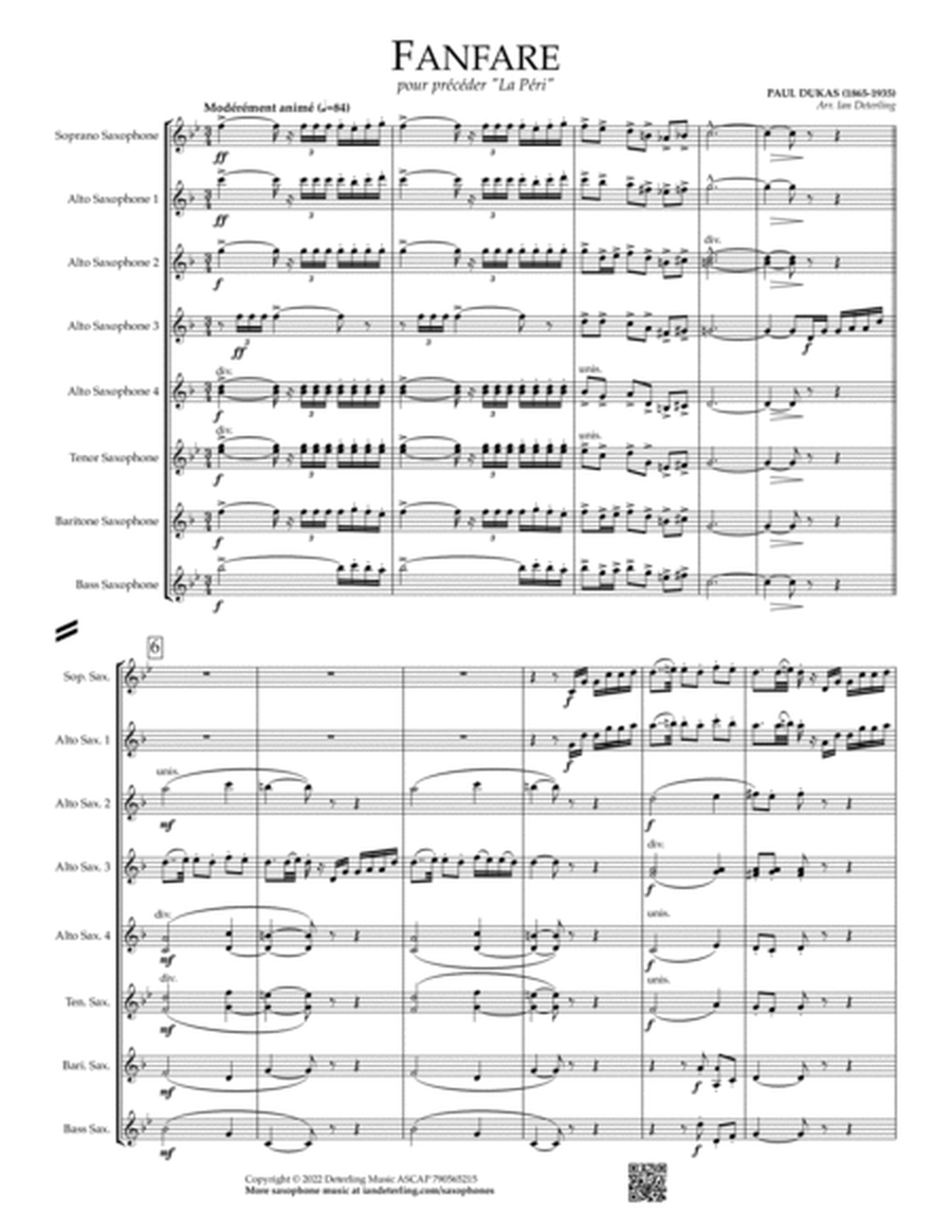 Fanfare pour précéder "La Péri" (arr. for saxophone ensemble) image number null