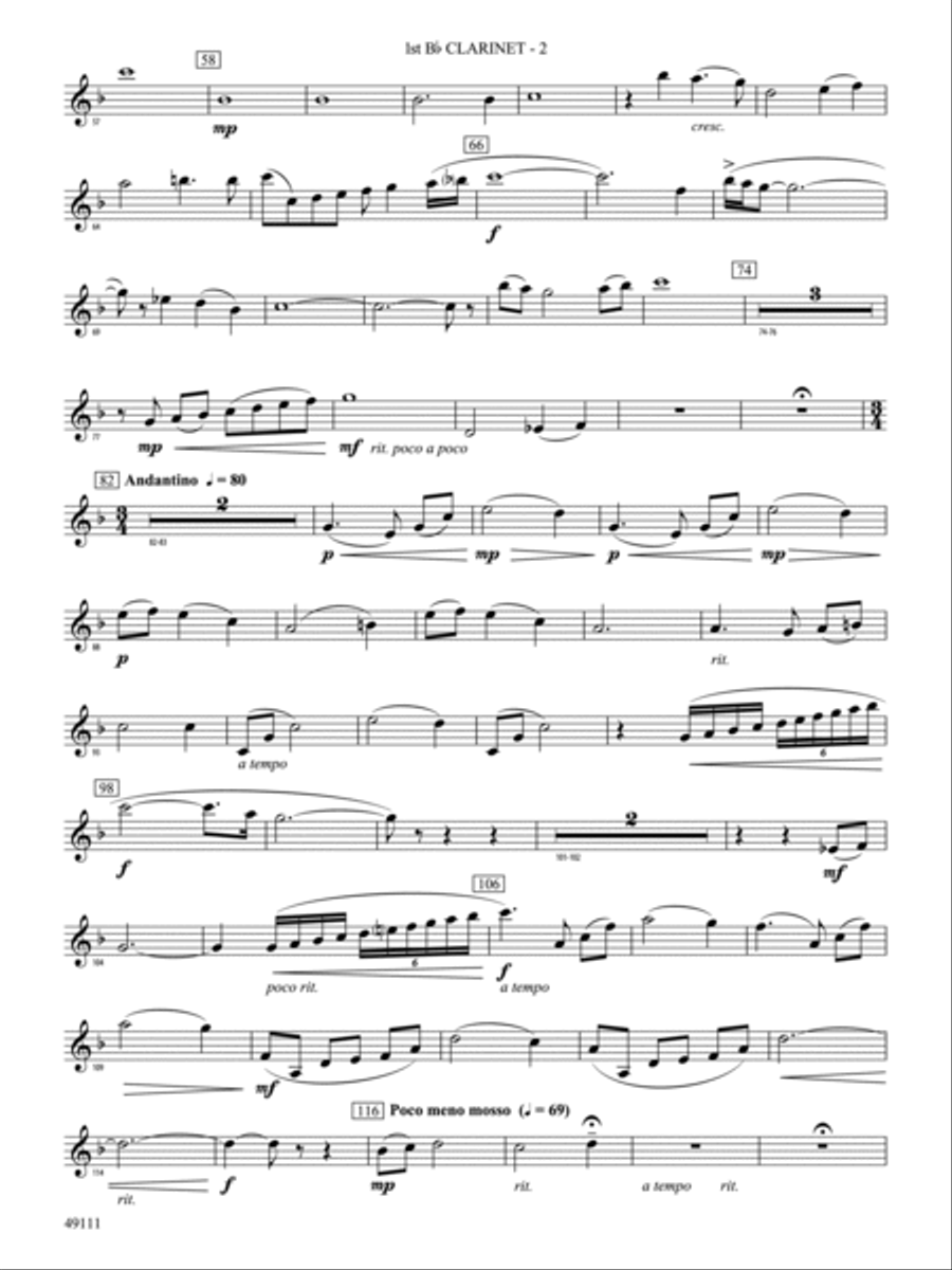 Gift of Hope: 1st B-flat Clarinet Concert Band scores gallery preview page 2