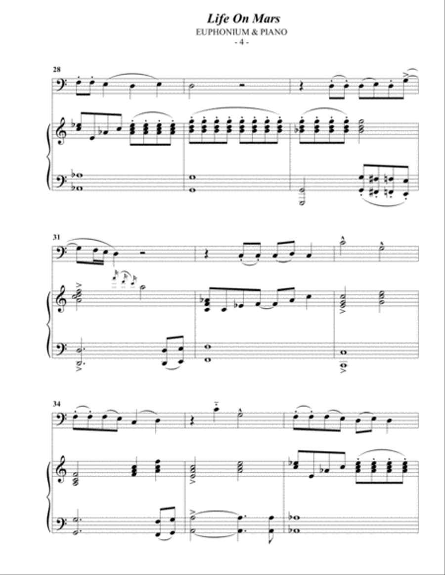 Life On Mars Euphonium scores gallery preview page 4