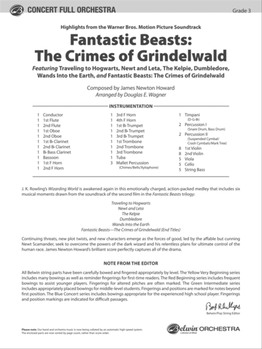 Fantastic Beasts: The Crimes of Grindelwald: Score Full Orchestra scores gallery preview page 1