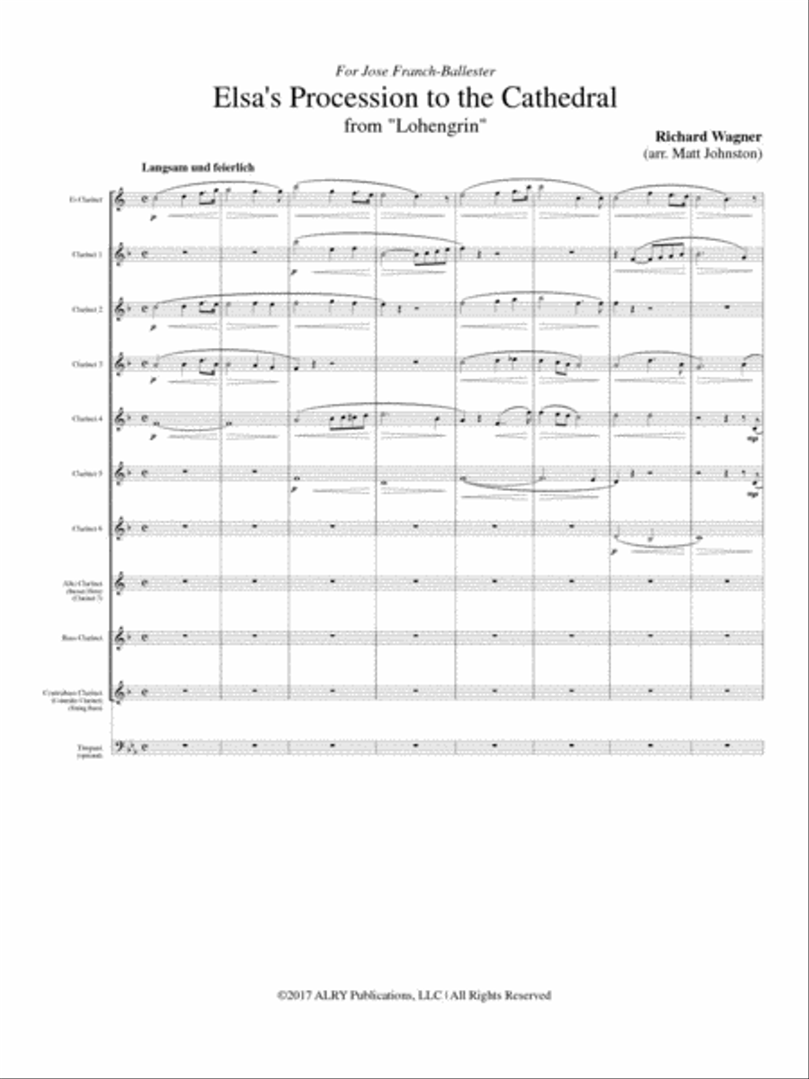 Elsa's Procession to the Cathedral for Clarinet Choir Clarinet Choir scores gallery preview page 2