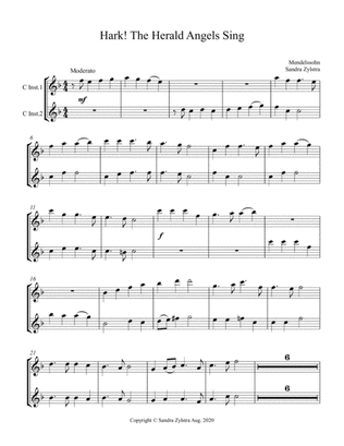 Hark! The Herald Angels Sing (treble C instrument duet, parts only)
