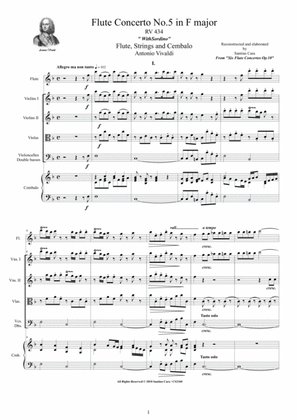 Vivaldi - Flute Concerto No.5 in F major Op.10 RV 434 for Flute, Strings and Cembalo