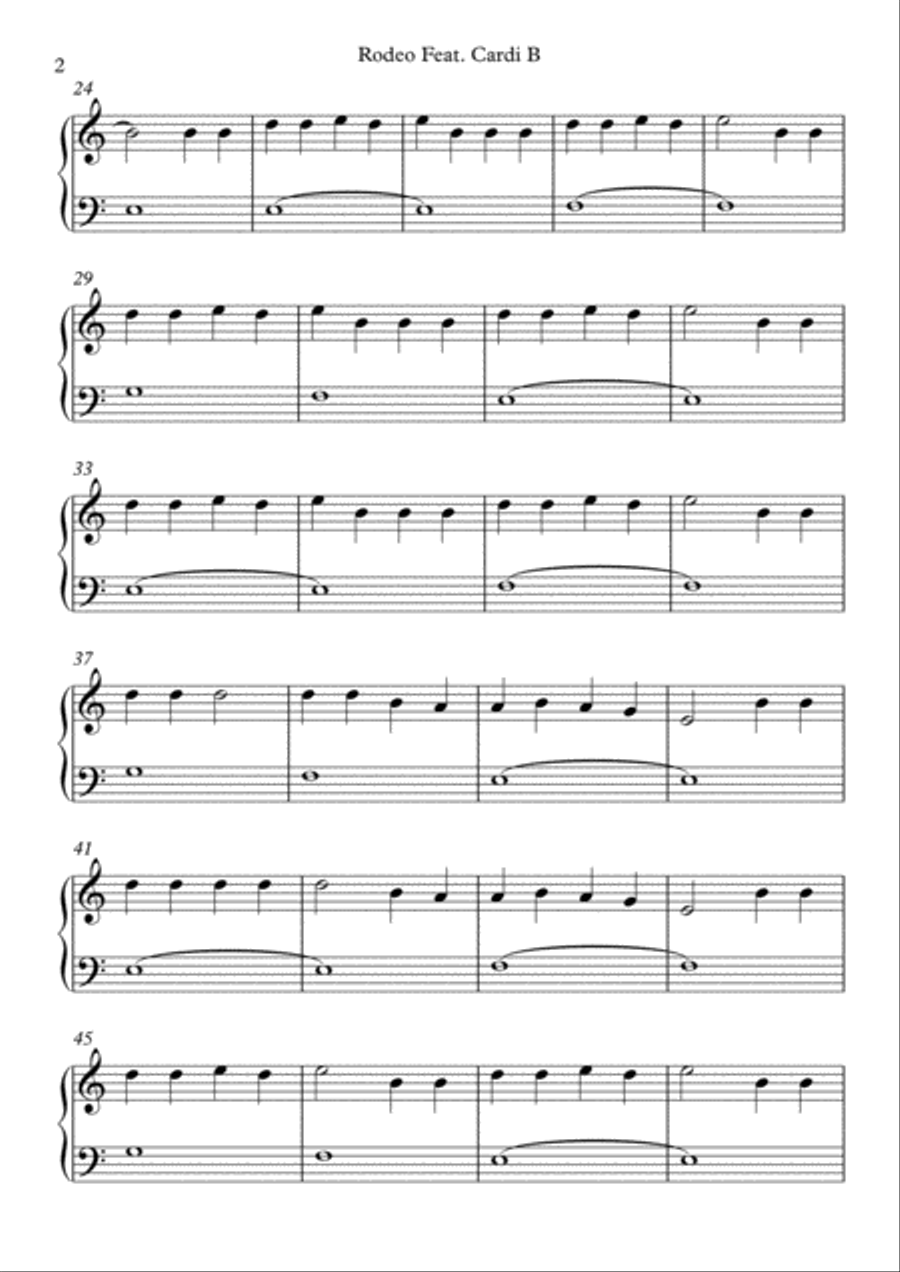 Rodeo Feat. Cardi B Easy Piano scores gallery preview page 2