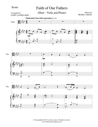 FAITH OF OUR FATHERS (Duet – Viola and Piano/Score and Parts)