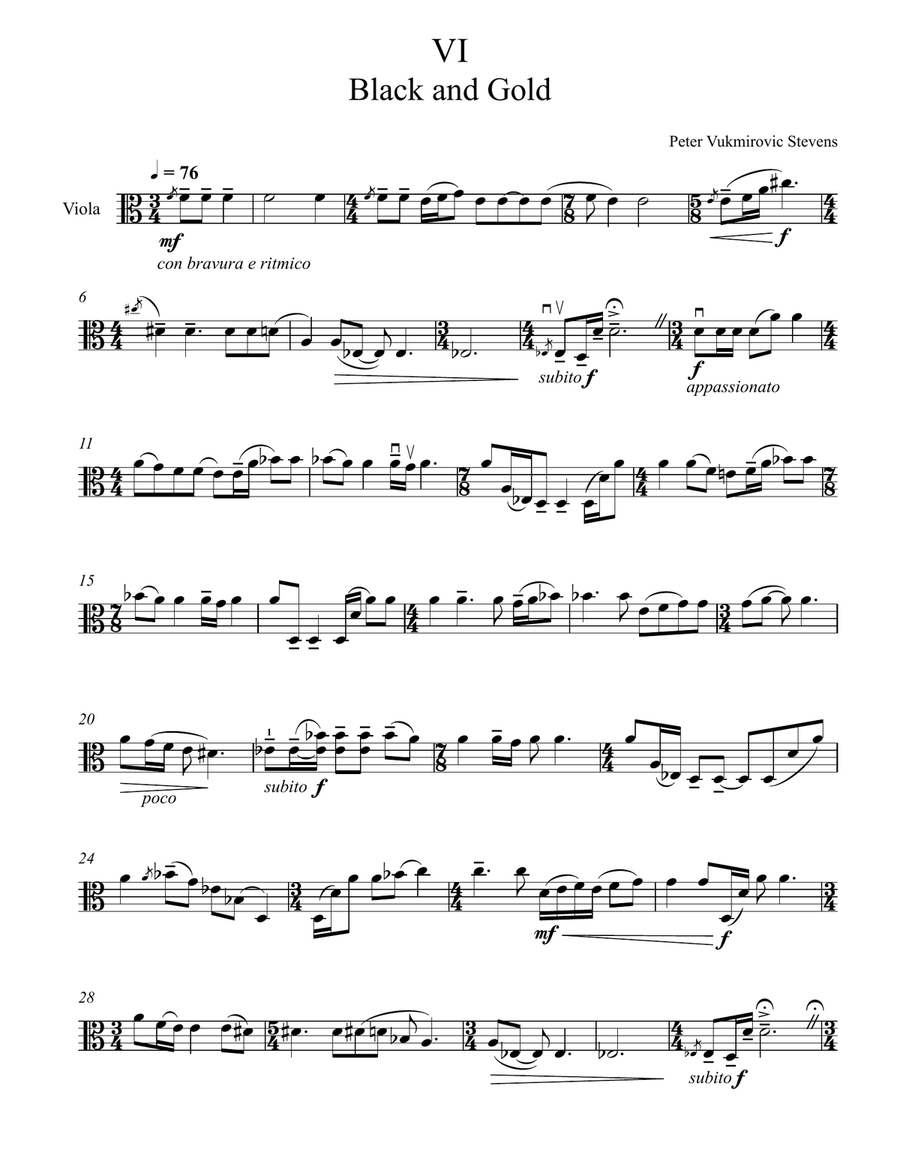 Black & Gold Viola Solo scores gallery preview page 1