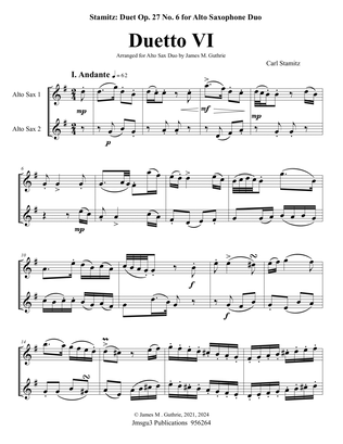 Stamitz: Duet Op. 27 No. 6 for Alto Saxophone Duo