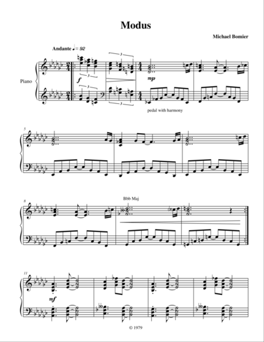 Modus A modern jazz piano solo from Modern Solos Piano Solo scores gallery preview page 1