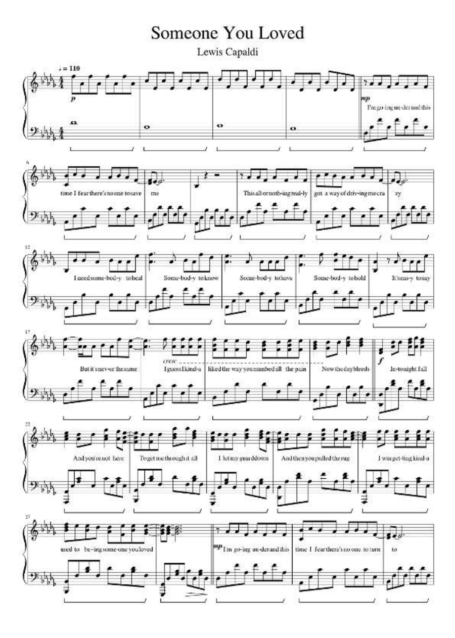 Someone You Loved Easy Piano scores gallery preview page 1
