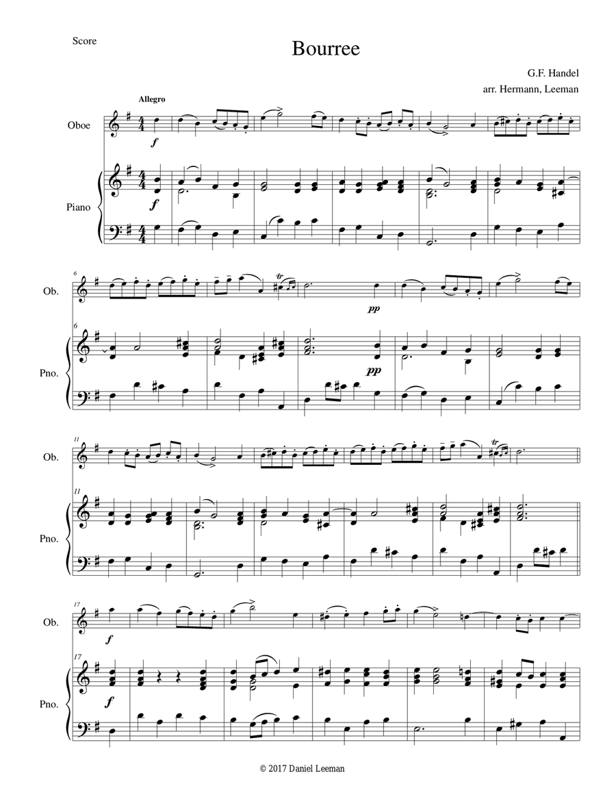 Bourree for Oboe & Piano Piano scores gallery preview page 2