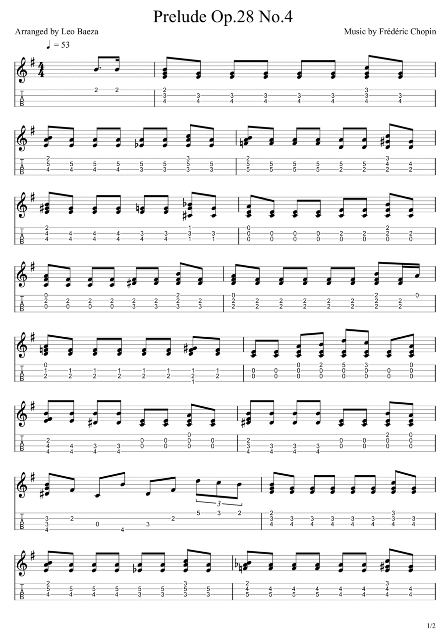 Prelude Op.28 No.4 Ukulele scores gallery preview page 1