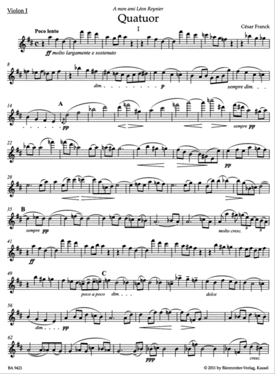 Quatuor for two Violins, Viola and Violoncello Cello scores gallery preview page 2