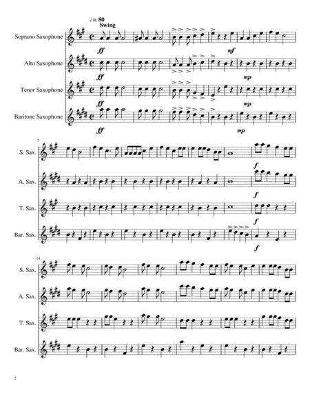 Buffalo Gals for Saxophone Quartet Saxophone - Digital Sheet Music