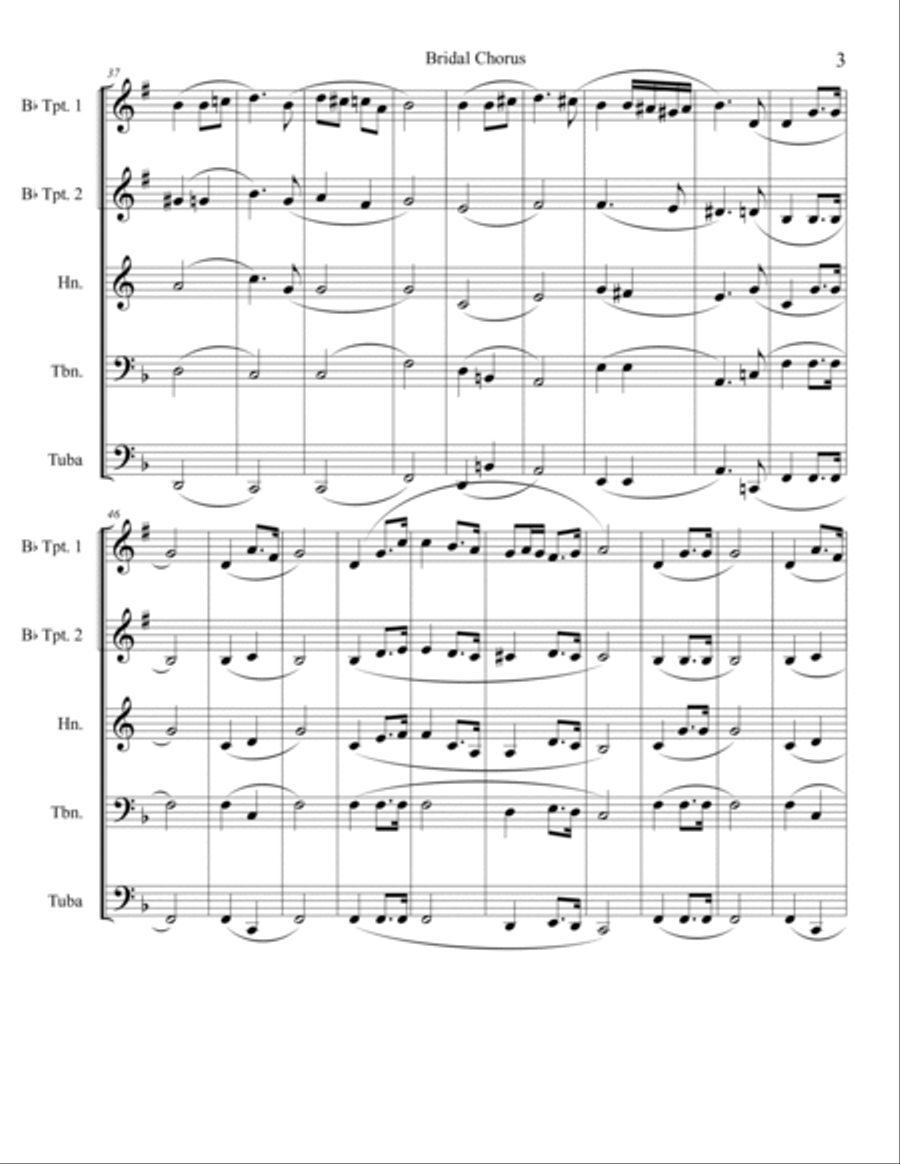 Bridal Chorus (Here Comes the Bride) for Brass Quintet Brass Quintet scores gallery preview page 3