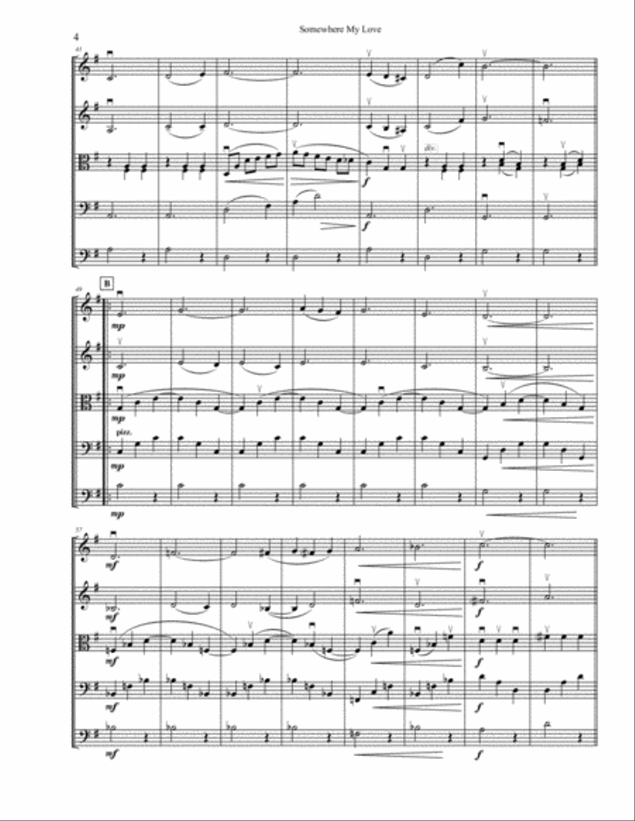 Somewhere, My Love String Orchestra scores gallery preview page 4