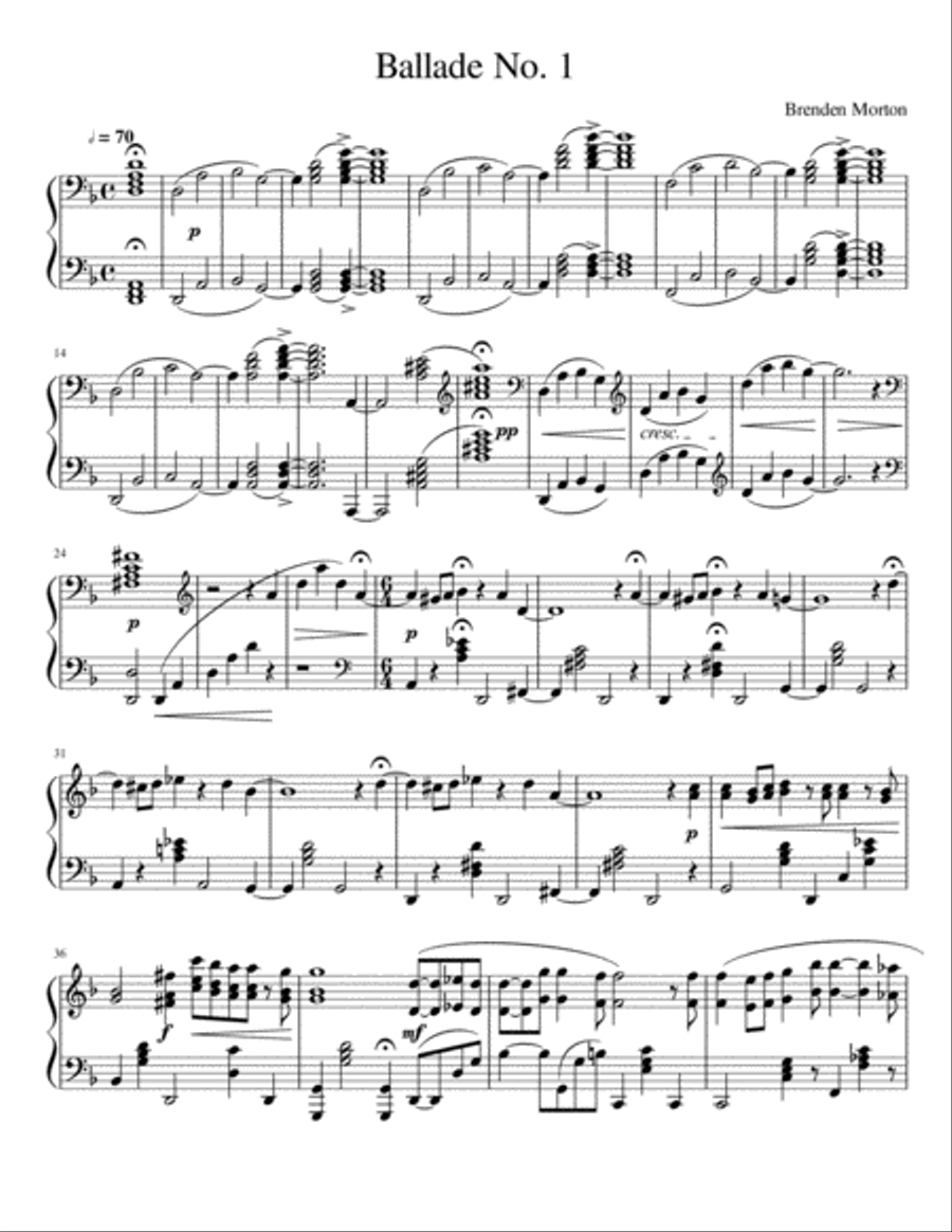 Ballade No. 1 Piano Solo scores gallery preview page 1